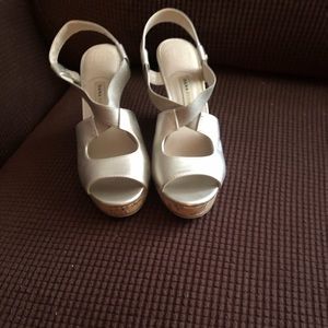 Metallic wedge sandals